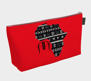 AQA mudcloth print Africa double a logo red makeup bag