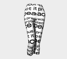 Load image into Gallery viewer, peace is precious black and white capris
