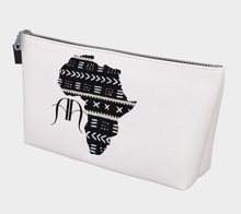 Load image into Gallery viewer, AQA mudcloth print Africa double a logo white makeup bag

