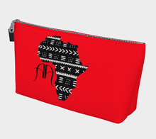 Load image into Gallery viewer, AQA mudcloth print Africa double a logo red makeup bag
