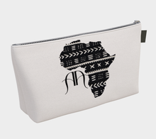 Load image into Gallery viewer, AQA mudcloth print Africa double a logo white makeup bag
