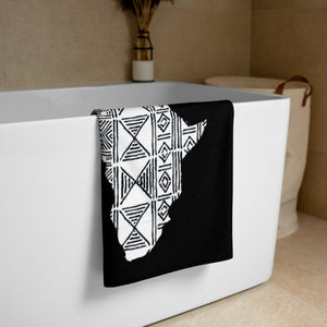 AQA white mudcloth print towel- black (Africa)