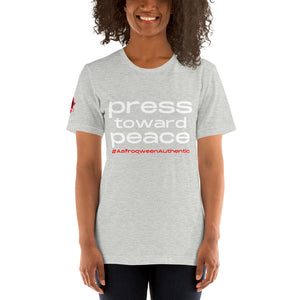 AQA Unisex press toward peace story tee