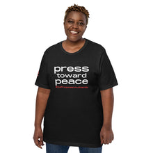 Load image into Gallery viewer, AQA Unisex press toward peace story tee

