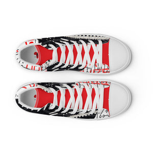 AQA limited edition qween of the Aafrofuture women’s high top canvas shoes (red accent)