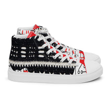 Load image into Gallery viewer, AQA limited edition qween of the Aafrofuture women’s high top canvas shoes (red accent)
